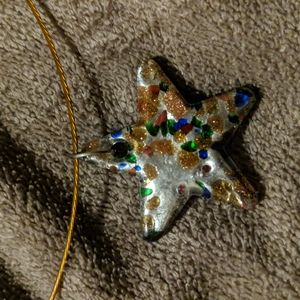 Glass Multicolor Glass Star Orange Metal Chain Necklace 🆕